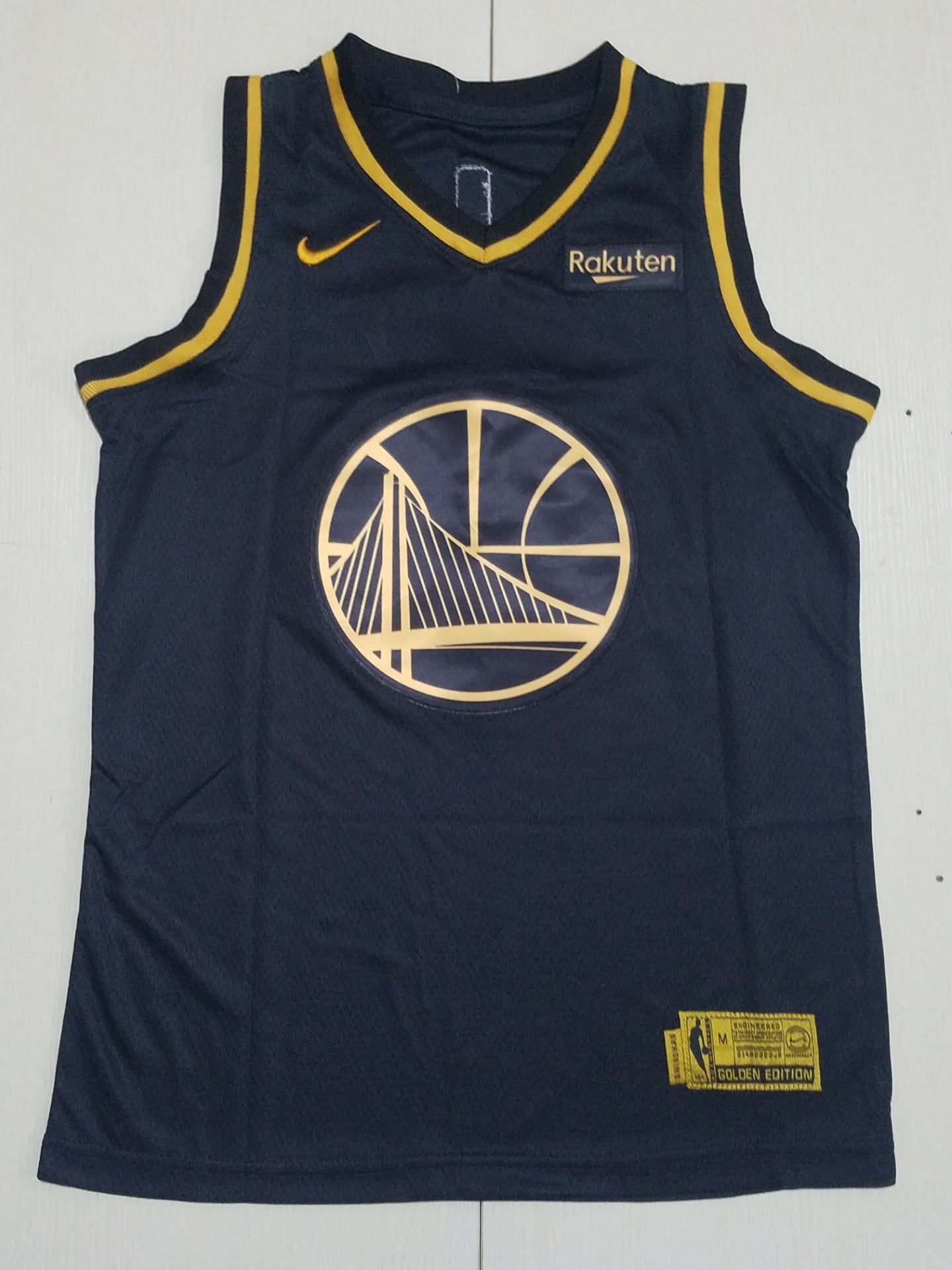 Men Golden State Warriors 30 Curry Black Gold Nike 2022 NBA Jersey